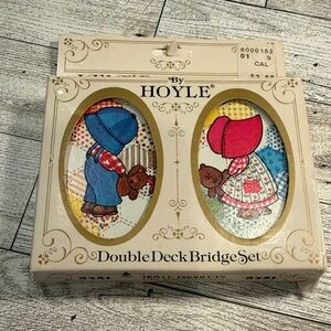 Collectible Hoyle Double Deck Bridge Set - Colorful Sunbonnet Designs